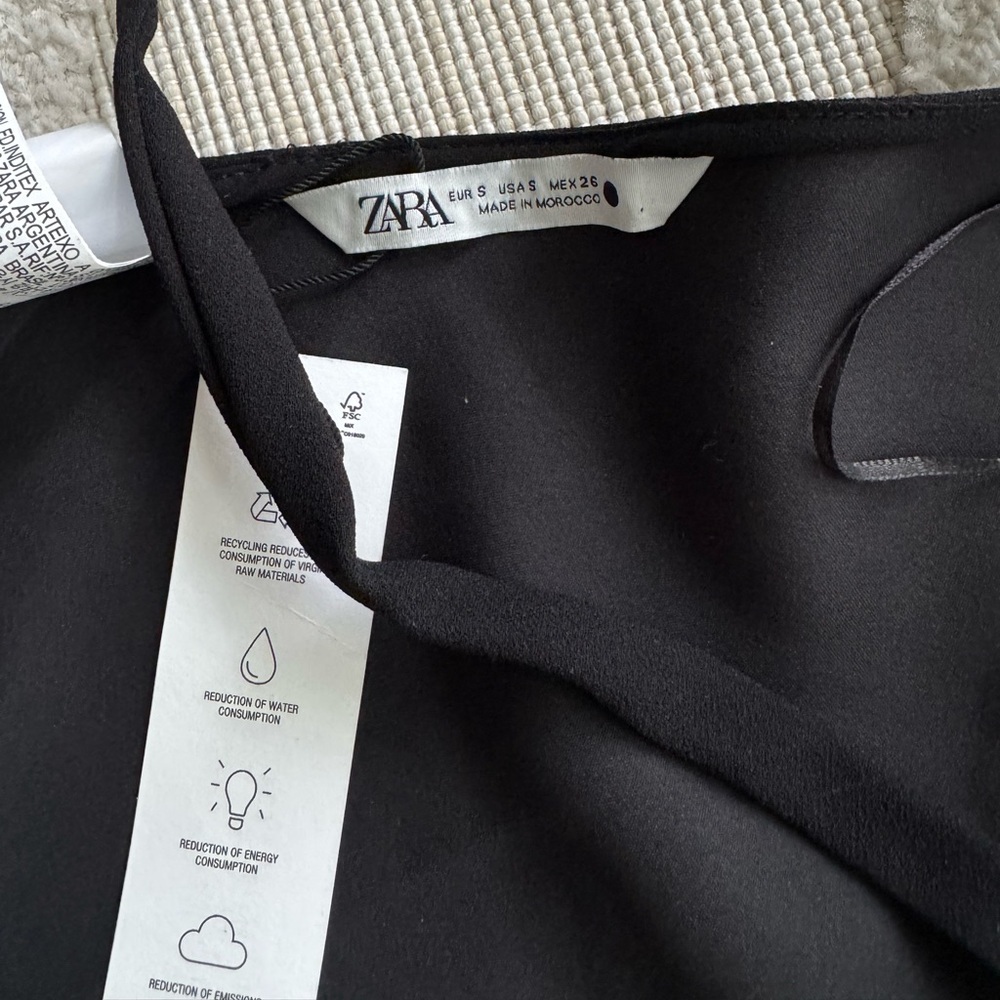 Zara Black asymmetrical top with tie back detail - Picture 7 of 7